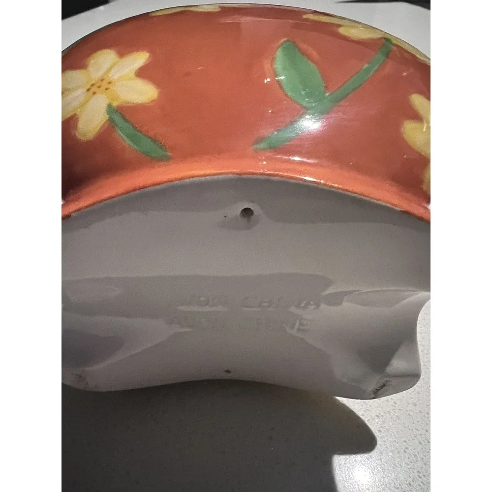 Vintage Avon Orange And Yellow Ceramic Napkin Holder